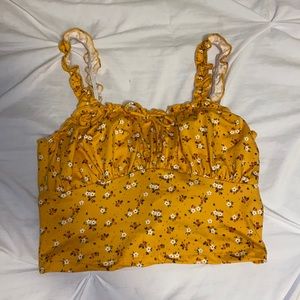 Yellow floral crop top